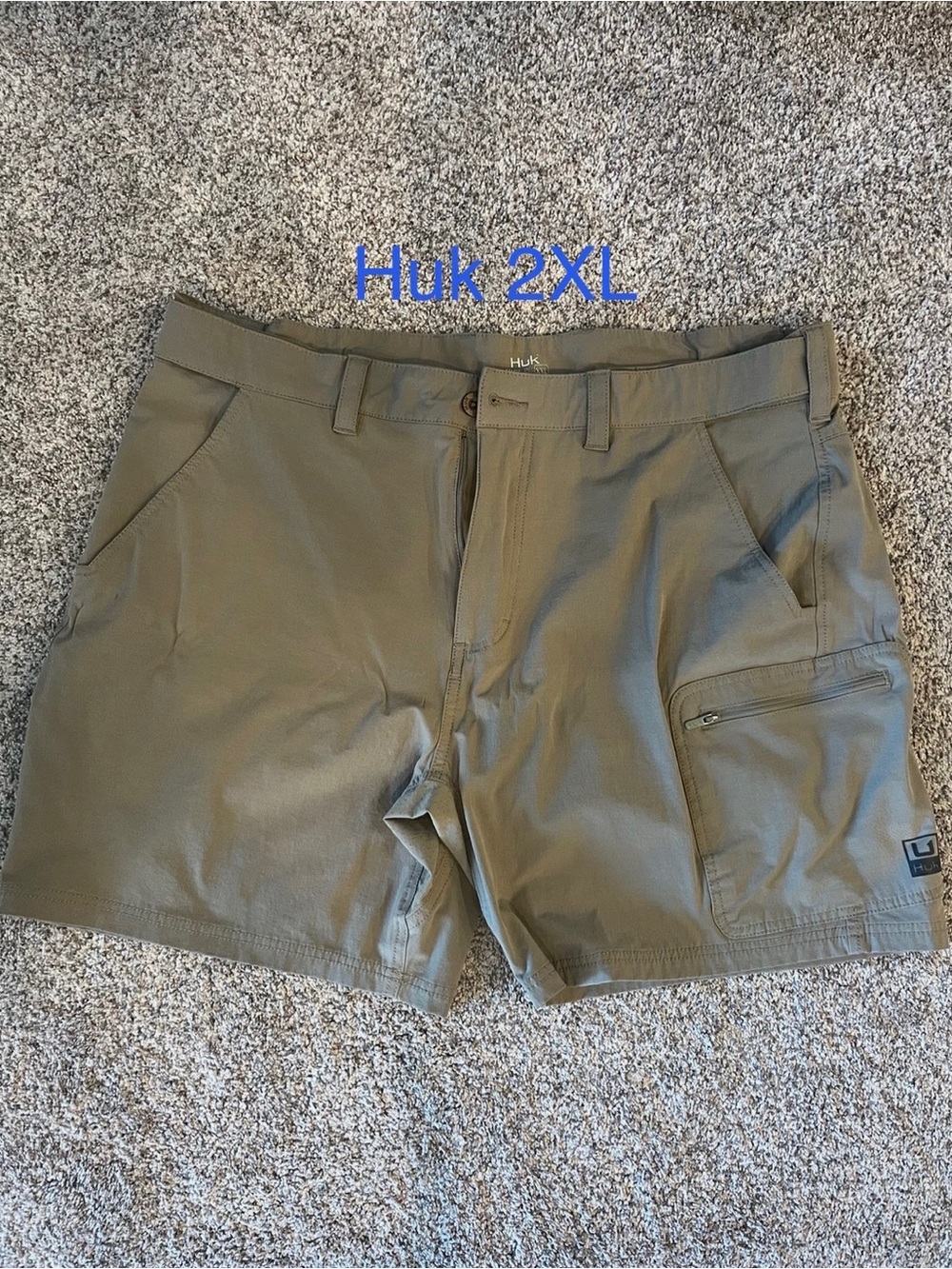Huk Men's Olive Green Hybrid Fishing Shorts